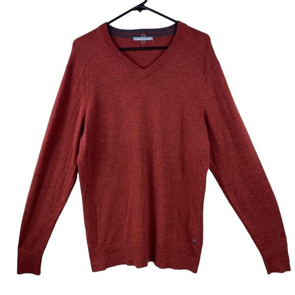 SOLD.   Smartwool Mens V-Neck Wool Sweater Size M Brick Orange - Picture 6 of 6